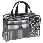 Set de 3 Cosmetiqueras Color Negro con Estuche Transparente