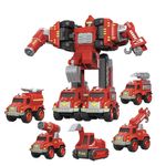 Carro Transformable de Metal Estilo Bombero 5 en 1 Color Rojo