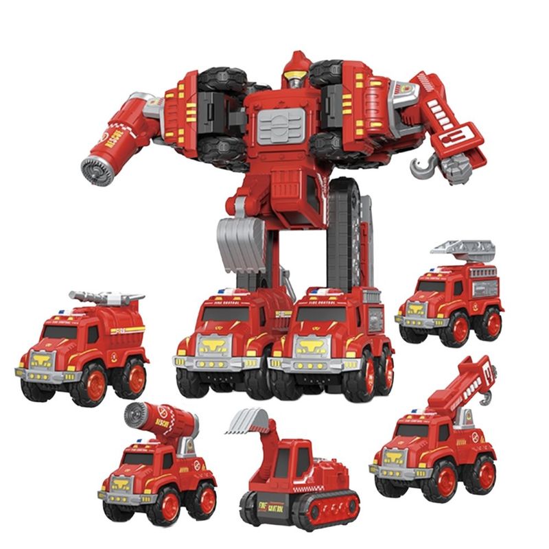 Carro Transformable de Metal Estilo Bombero 5 en 1 Color Rojo