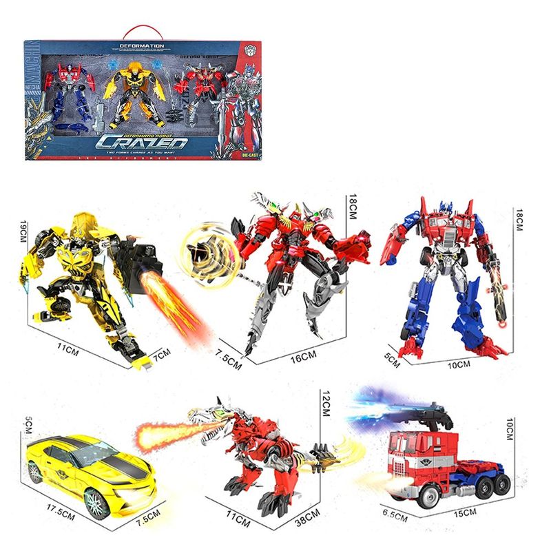 Set de Robots Transformables Vehículos y Dinosaurios de Batalla