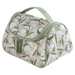Cosmetiquera de Estampado Floral con Asa Color Verde