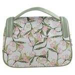 Cosmetiquera de Estampado Floral con Asa Color Verde