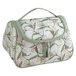 Cosmetiquera de Estampado Floral con Asa Color Verde
