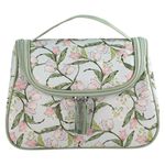 Cosmetiquera de Estampado Floral con Asa Color Verde