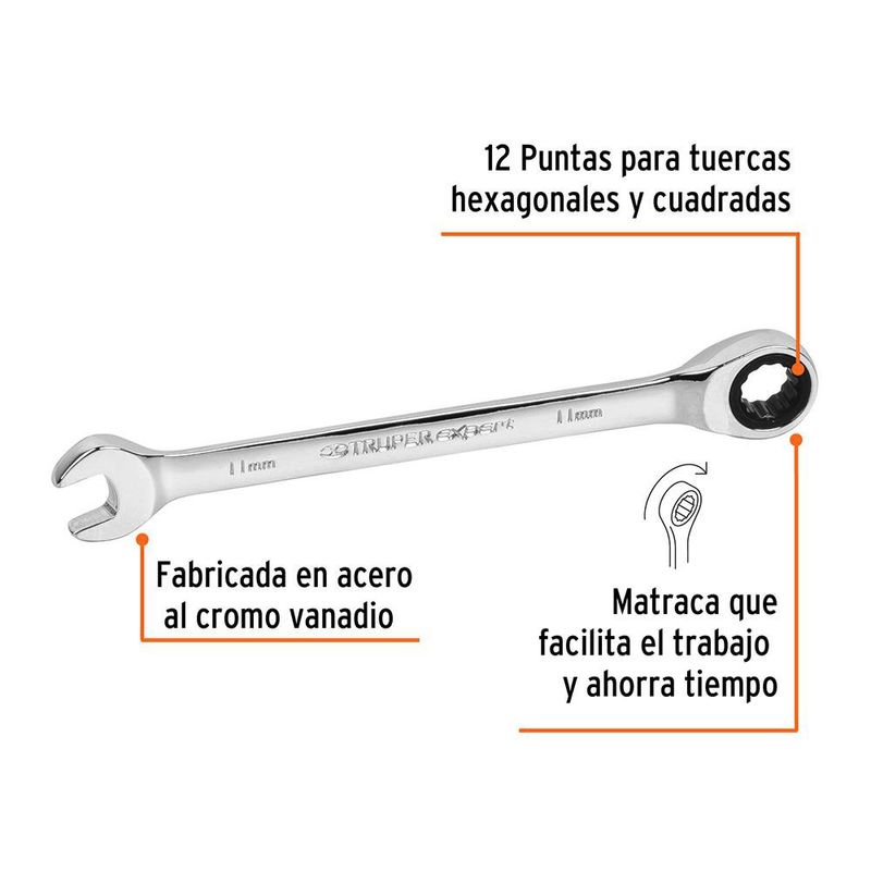Llave de Cola Corona de 11 Mm con Matraca - Truper