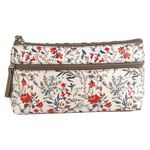 Cosmetiquera de Estampado Floral con Doble Cierre Multicolor