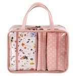 Set de 3 Cosmetiqueras Rosa con Estuche Transparente
