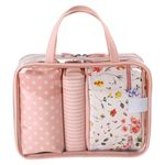 Set de 3 Cosmetiqueras Rosa con Estuche Transparente