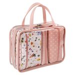 Set de 3 Cosmetiqueras Rosa con Estuche Transparente
