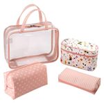 Set de 3 Cosmetiqueras Rosa con Estuche Transparente