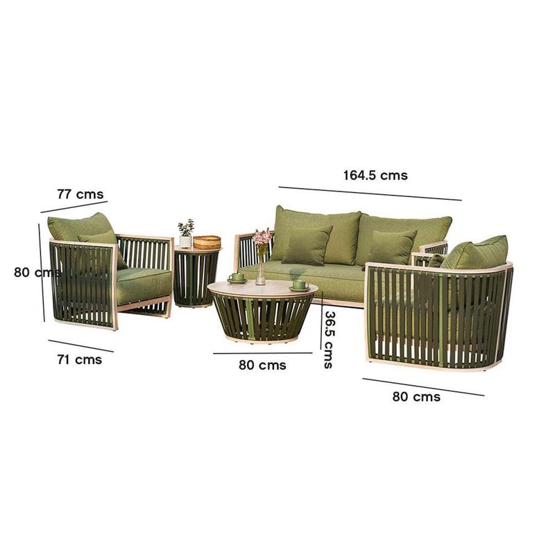 Set Mely Verde 5 Pzas Tipo Rattan