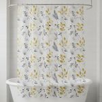 Cortina de PEVA para Baño Diseño Amarillo Floral con Ganchos