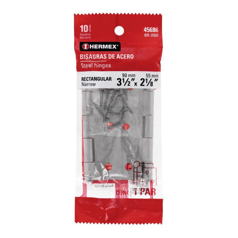 Bisagra Tipo Libro de Acero Plateada 2 Uds de 3 1/2 Plg