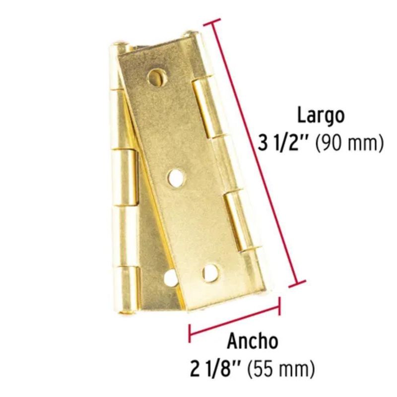 Bisagra Tipo Libro Acero Dorada 2 Uds de 3 1/2 Plg