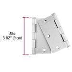 Bisagra Libro Acero Cromo Mate 2 Uds de 3 1/2 Plg