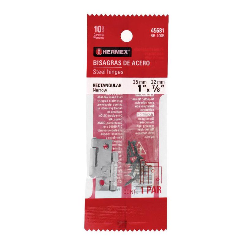 Bisagra Tipo Libro Acero Plateado Rectangular 2 Uds de 1 Plg