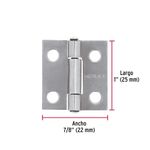 Bisagra Tipo Libro Acero Plateado Rectangular 2 Uds de 1 Plg