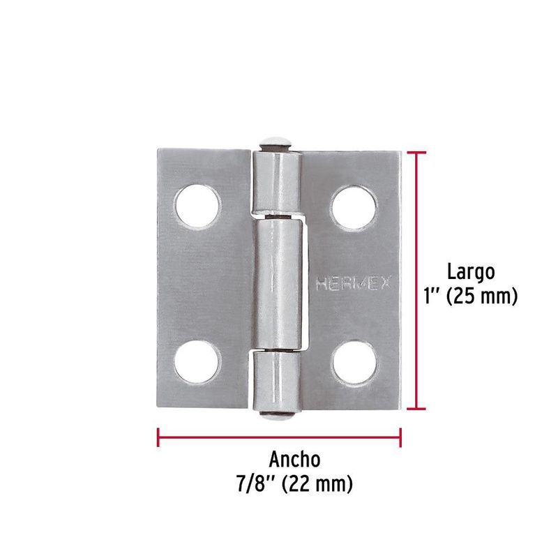 Bisagra Tipo Libro Acero Plateado Rectangular 2 Uds de 1 Plg