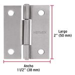 Bisagra Tipo Libro Acero Plateado Rectangular 2 Uds de 2 Plg