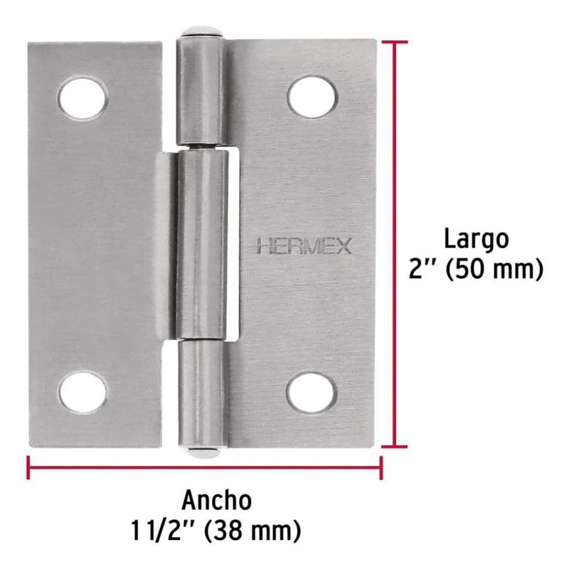 Bisagra Tipo Libro Acero Plateado Rectangular 2 Uds de 2 Plg