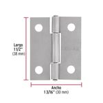 Bisagra Tipo Libro Acero Plateada Rectangular 2 Uds de 1 1/2 Plg