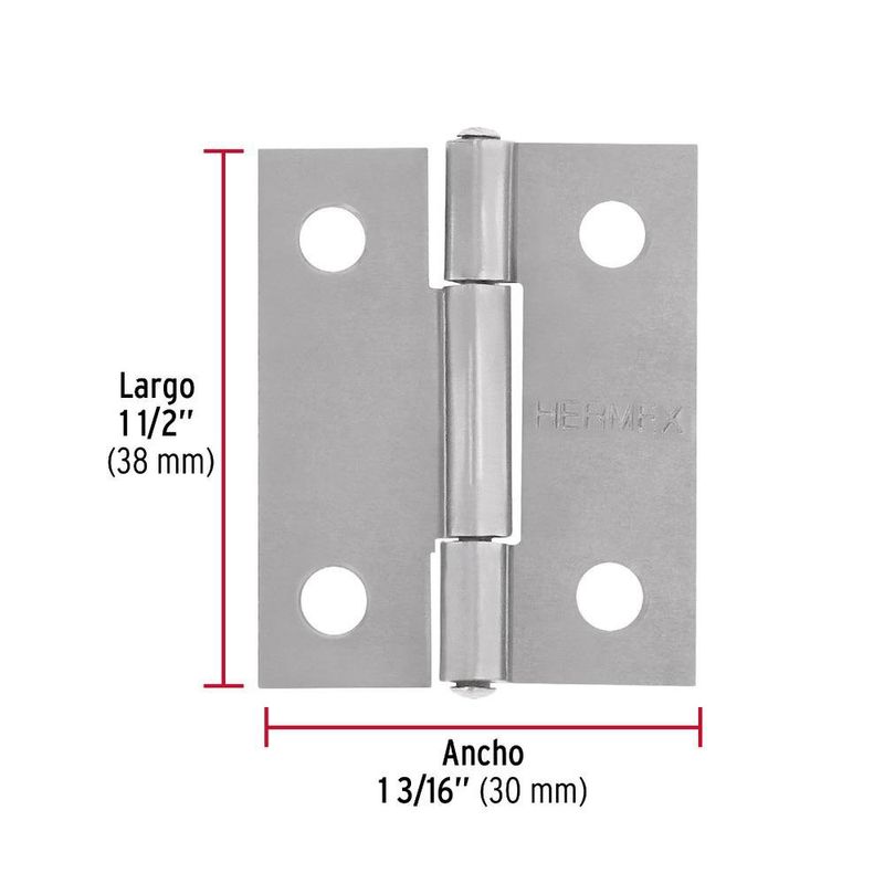Bisagra Tipo Libro Acero Plateada Rectangular 2 Uds de 1 1/2 Plg