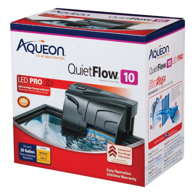 Filtro Aqueon QuietFlow 10 LED Pro para Acuario Hasta 20 Galones