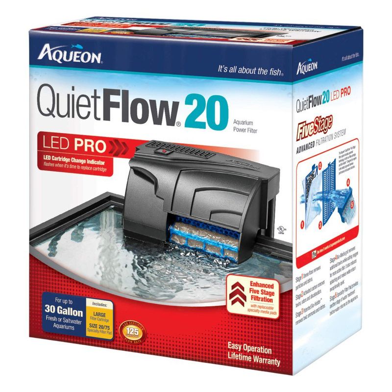 Filtro Aqueon QuietFlow 20 LED PRO para Acuario Hasta 30 Galones