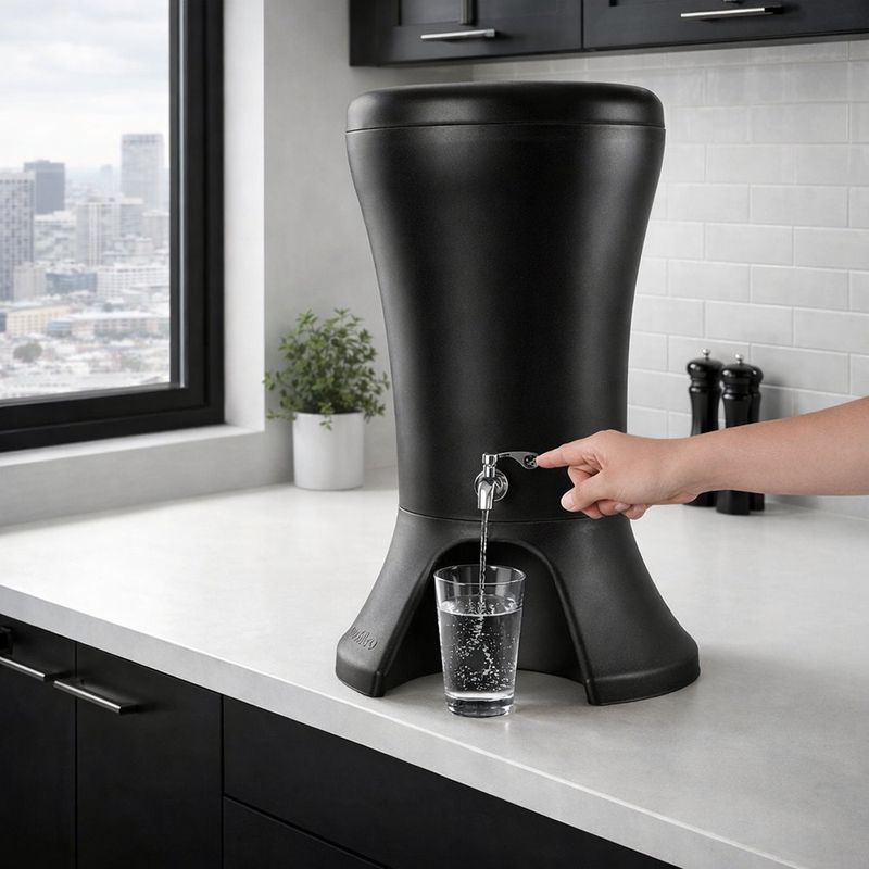 Ecofiltro Mazari con Llave de Acero Inoxidable Color Negro