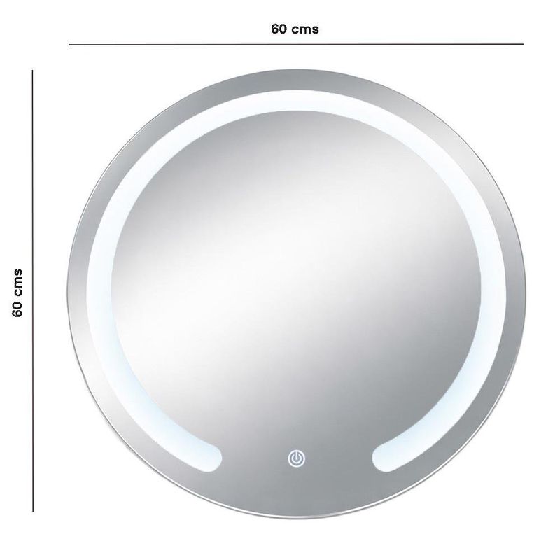Espejo Redondo LED de 60 x 60 cm con Reloj Digital