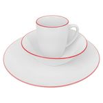 Vajilla Blanca con Borde Rojo 12 Piezas