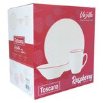 Vajilla Blanca con Borde Rojo 12 Piezas