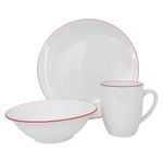 Vajilla Blanca con Borde Rojo 12 Piezas