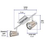 Lámpara Interior para Pared Spot 100W para Sobreponer 2 Luces