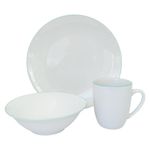 Vajilla Blanca con Borde Verde 12 Piezas