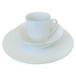 Vajilla Blanca con Borde Verde 12 Piezas
