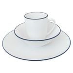 Vajilla Blanca con Borde Azul 12 Piezas