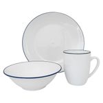 Vajilla Blanca con Borde Azul 12 Piezas