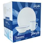Vajilla Blanca con Borde Azul 12 Piezas