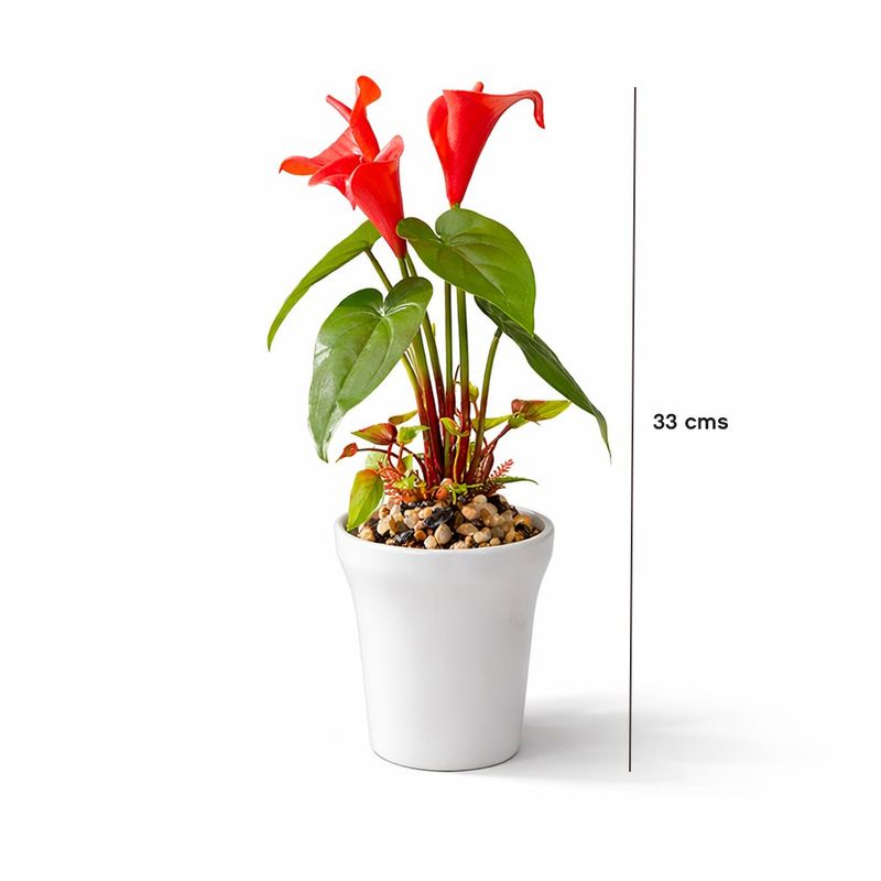 Planta Artificial de Cartuchos Rojos con Maceta Decorativa