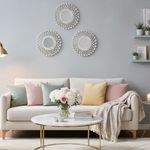 Set de 3 Espejos de Pared 23 cm Plateados con Marco Texturizado