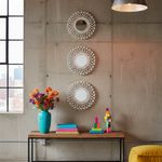 Set de 3 Espejos de Pared 23 cm Plateados con Marco Texturizado
