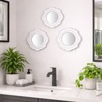 Set de 3 Espejos de Pared Forma de Sol 25 cm Blancos
