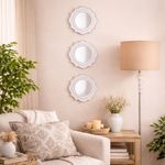 Set de 3 Espejos de Pared Forma de Sol 25 cm Blancos