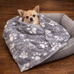 Frazada para Mascota Gris con Huellas Blancas 76x102 Cm