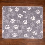 Frazada para Mascota Gris con Huellas Blancas 76x102 Cm