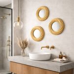 Set de 3 Espejos de Pared Circulares 24 cm Dorados Marco Enroscado