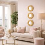 Set de 3 Espejos de Pared Circulares 24 cm Dorados Marco Enroscado