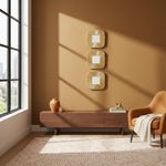 Set de 3 Espejos de Pared Cuadrados 24 cm con Relieve Dorados