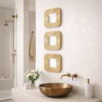 Set de 3 Espejos de Pared Cuadrados 24 cm con Relieve Dorados